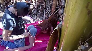 Brunette Toys Pussy Outdoors Publicly