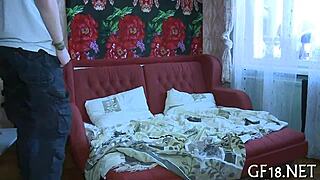 perverted spectacled lad grips tight for rough pounding