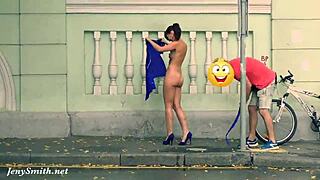 Yo, hidden cam caught Jeny stripped bare in public!