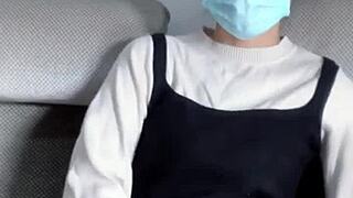 check out this asian babe in transparent stockings seducing with her wet pussy