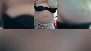 Gozou swings big tits while masturbating blonde pussy lips in lingerie.