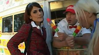 Two Sexy Cheerleaders Sharing a Big Hard Cock, OMG