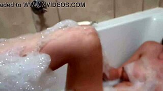 Sexy bath smoking session with a petite babe next door