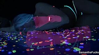 samantha saint enjoys a quiet solo moment with her big tits and blonde hair