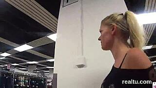Glamorous Czech teen 18+ gets seduced in supermarket striptease, then reamed in hardcore POV