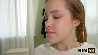 rim4k mixes lust with rimjob tricks. russian teen explores wild ass licking in kitchen dorm fun.