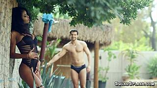 Nia Nacci takes big black dick outdoors