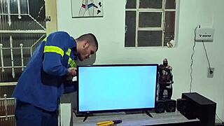 Married woman gets her desire fulfilled by the electrician after the church service
