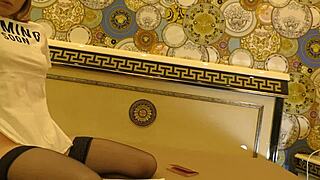 Hot tight pussy skinny redhead braless and no panties on the bed gets bored and ignored in black stockings