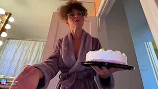 Stepmom busts you jerking off during family reunion in bathroom