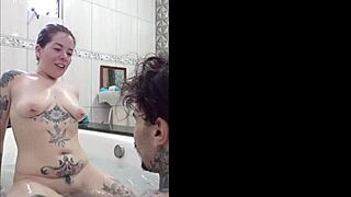 teasing sex in the bathtub with creampie