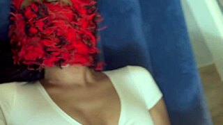 Ebony babe squirts through shorts while using vibrator