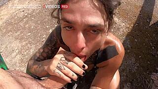Wild Sex on Ibiza Paradise Beach with Cum on Face