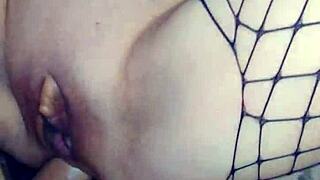 Deep Slow ANAL Sex with Skinny Wife in Mesh Stockings Every Night