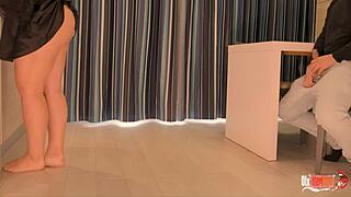 Secretly banging my stepdaughter in the kitchen, finishing deep inside