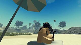 Fucking my roblox catgirl at the beach