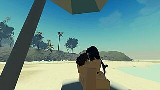 Fucking my roblox catgirl at the beach