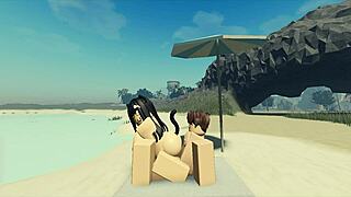Fucking my roblox catgirl at the beach