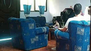 My stepsister thinks no one’s home and bangs her boyfriend in the living room! 😲