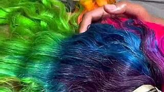 the prettiest cowgirl riding his monster cock with wet pussy and creampie