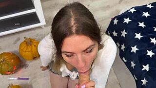 The tall girlfriend with fake tits shakes her ass in the bedroom.