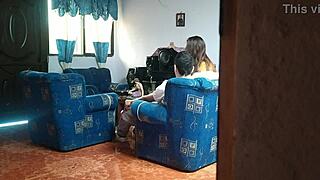 My stepsister thinks no one’s home and bangs her boyfriend in the living room! 😲