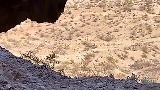 Outdoor public blowjob in a cave, caught with big cock sex and cumshot 💦