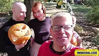 Beautiful Redhead Babe's Vengeful Gangbang in Garage with Double Penetration.