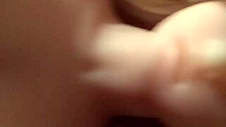 Blonde teen with huge tits receives cumshot from monster cock toys