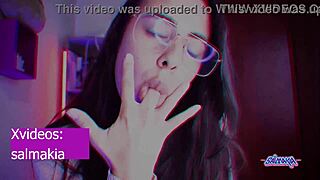 Vintage style vid with Latina brunette using huge toys inside her tight hole