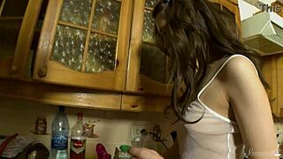 Teen Brunette Pauline Gets Bold in Oily Dildo Session