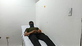 I watch the kinky doctor stroke his huge cock in the office