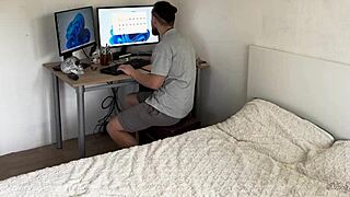 gamer girl sucks and rides stepbro's cock due to compromising pics