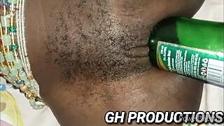 Club night with Yaa Yaa’s bottle in pussy and ass