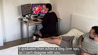 gamer girl sucks and rides stepbro's cock due to compromising pics