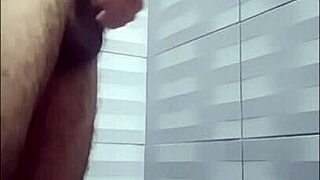 While waiting in shower for neighbor, I masturbate to monster cock