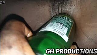 Club night with Yaa Yaa’s bottle in pussy and ass