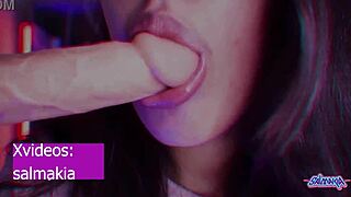 Vintage style vid with Latina brunette using huge toys inside her tight hole