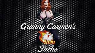 granny carmen gets licked and dicked till he cums