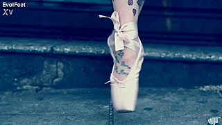 Sexy blonde latina ballerina sucks and licks toes in fetish goddess scene with gagging