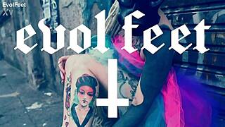 Sexy blonde latina ballerina sucks and licks toes in fetish goddess scene with gagging