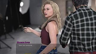 Redhead explores shaved pussy in outdoor public play