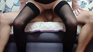 Homemade Couple Practices Anal Assfucking In Lingerie And Stockings Before Filming