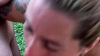 Outdoor masturbation leads to deep anal with a blonde latina