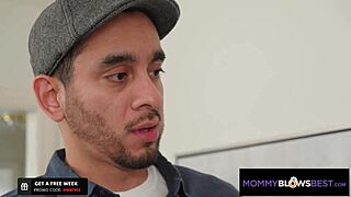 redhead milf fixes it guy's cock with sloppy blowjob