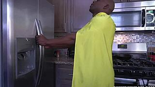 super hero gets wild in the kitchen with big black cock and cumshot at sweetfemdom