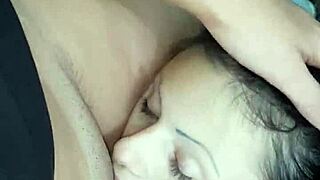 licking brunette pussy in forest until orgasm and cum 😍