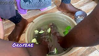 Ebony Wife Teases Her Husband In The Bedroom As A Foot Fetish Couple