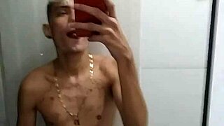 Jerking off in the bathroom after soccer game, solo amateur moment