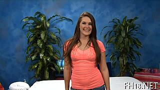 In a sensual massage session, the oil enhances their passionate sex encounter.